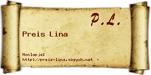 Preis Lina névjegykártya